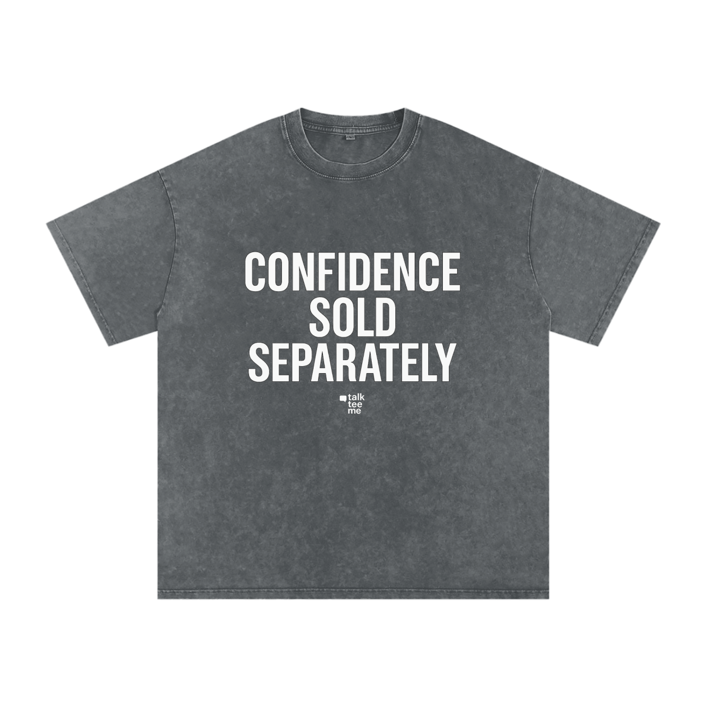Gray t-shirt with 'CONFIDENCE SOLD SEPARATELY' text on a white background
