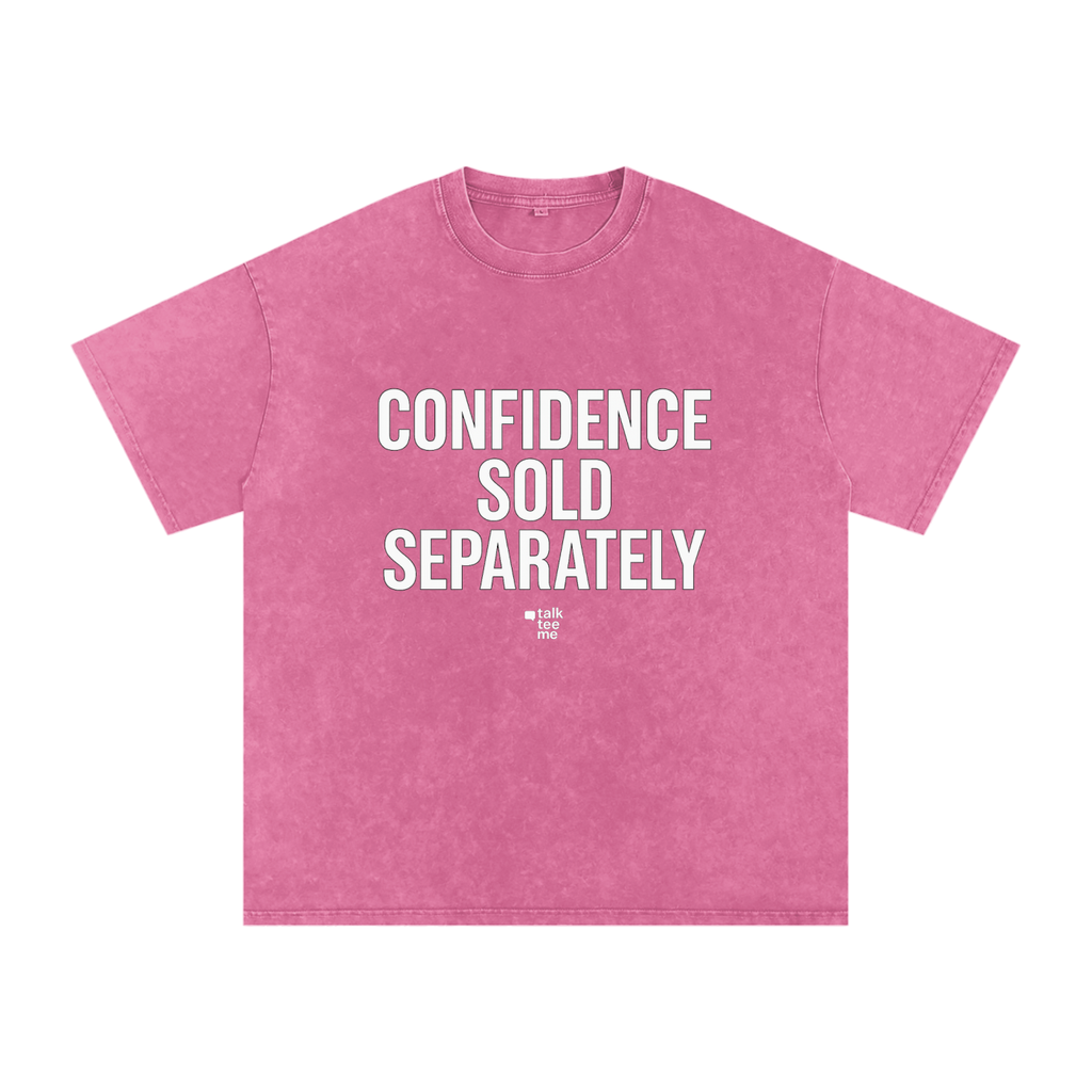 Pink t-shirt with 'CONFIDENCE SOLD SEPARATELY' text on a white background